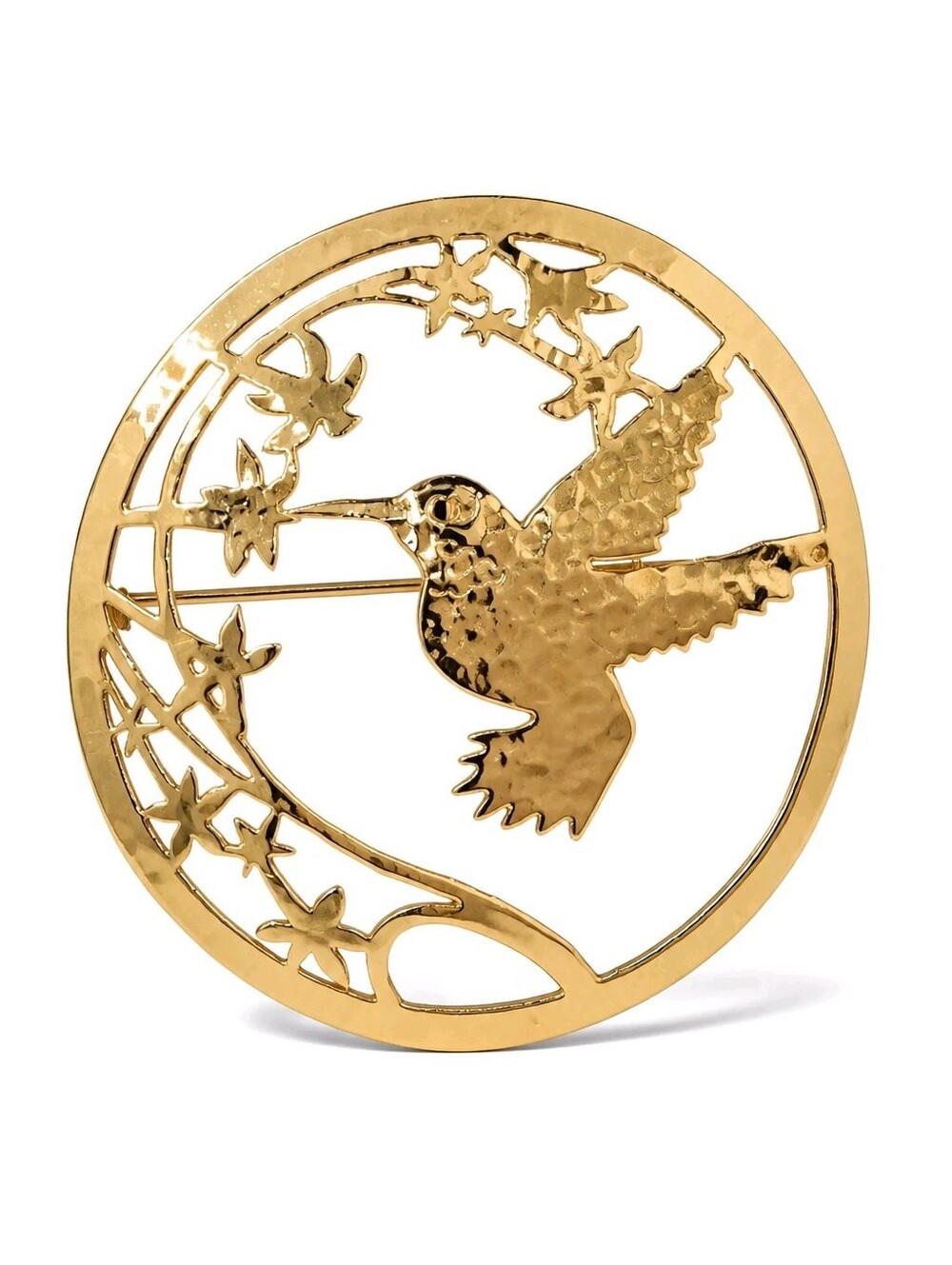 Vintage Wild Bryde Bird Stars Gold Tone Round Brooch